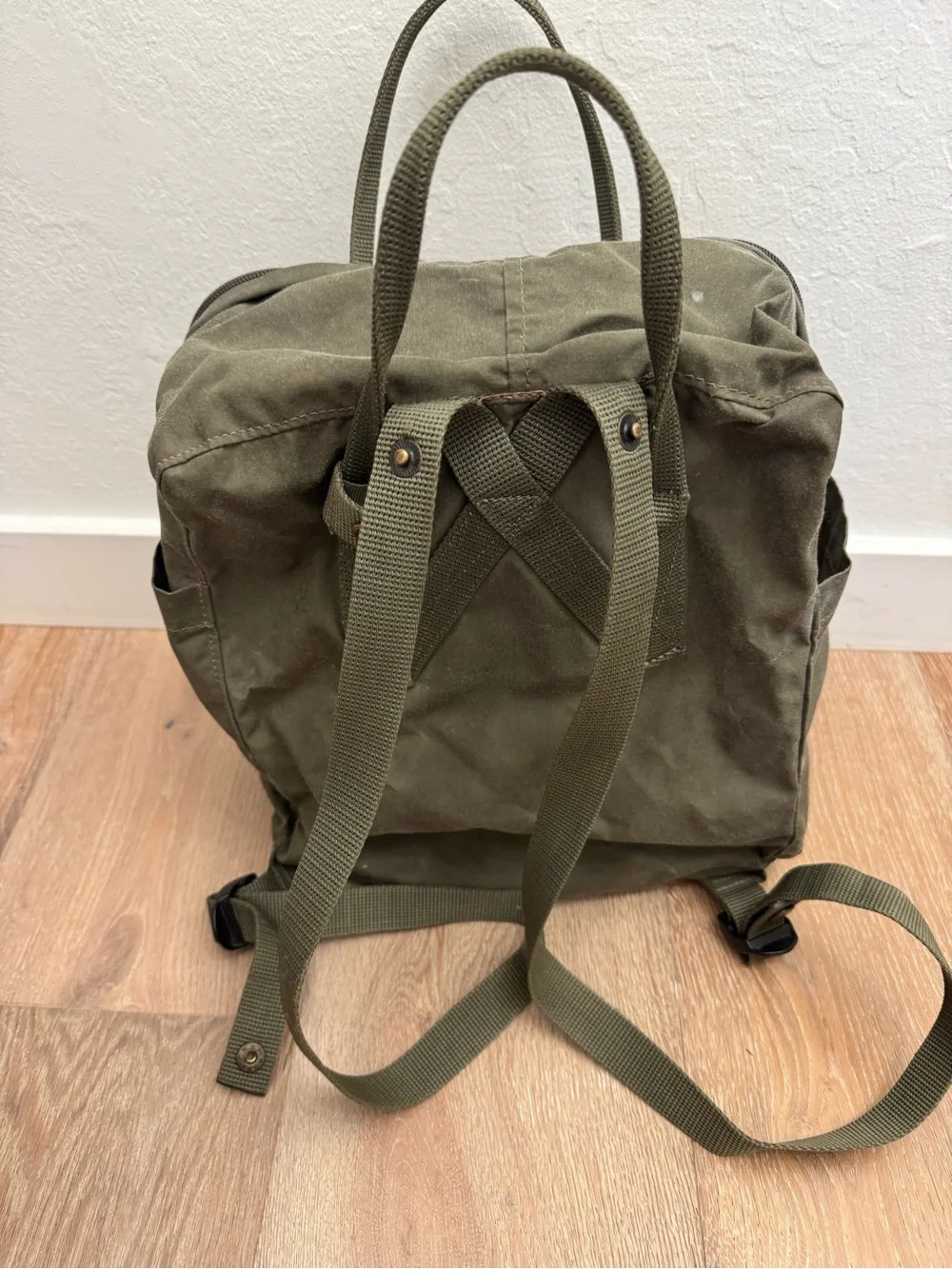 Olive Green Fjallraven Canvas Backpack